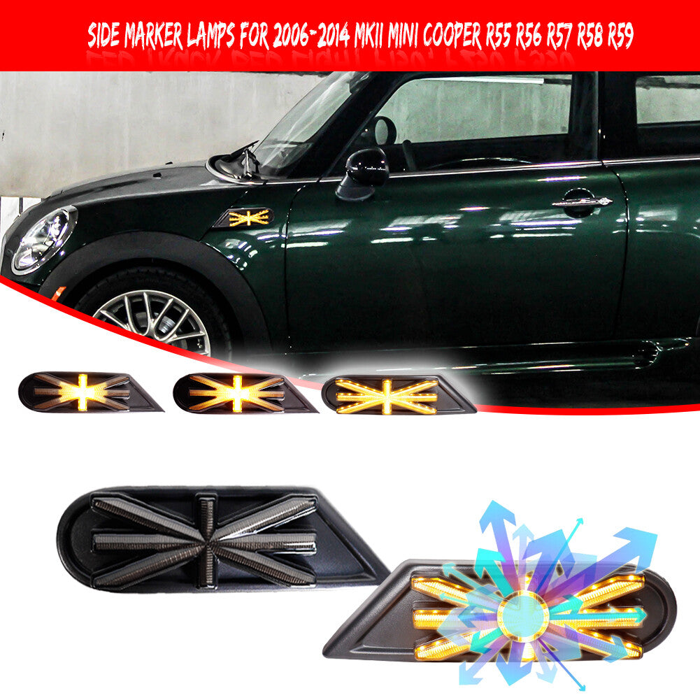 Suitable for Mini Cooper R55 R56 R57 R58 R59 LED side marker light flow turn signal 2X- v