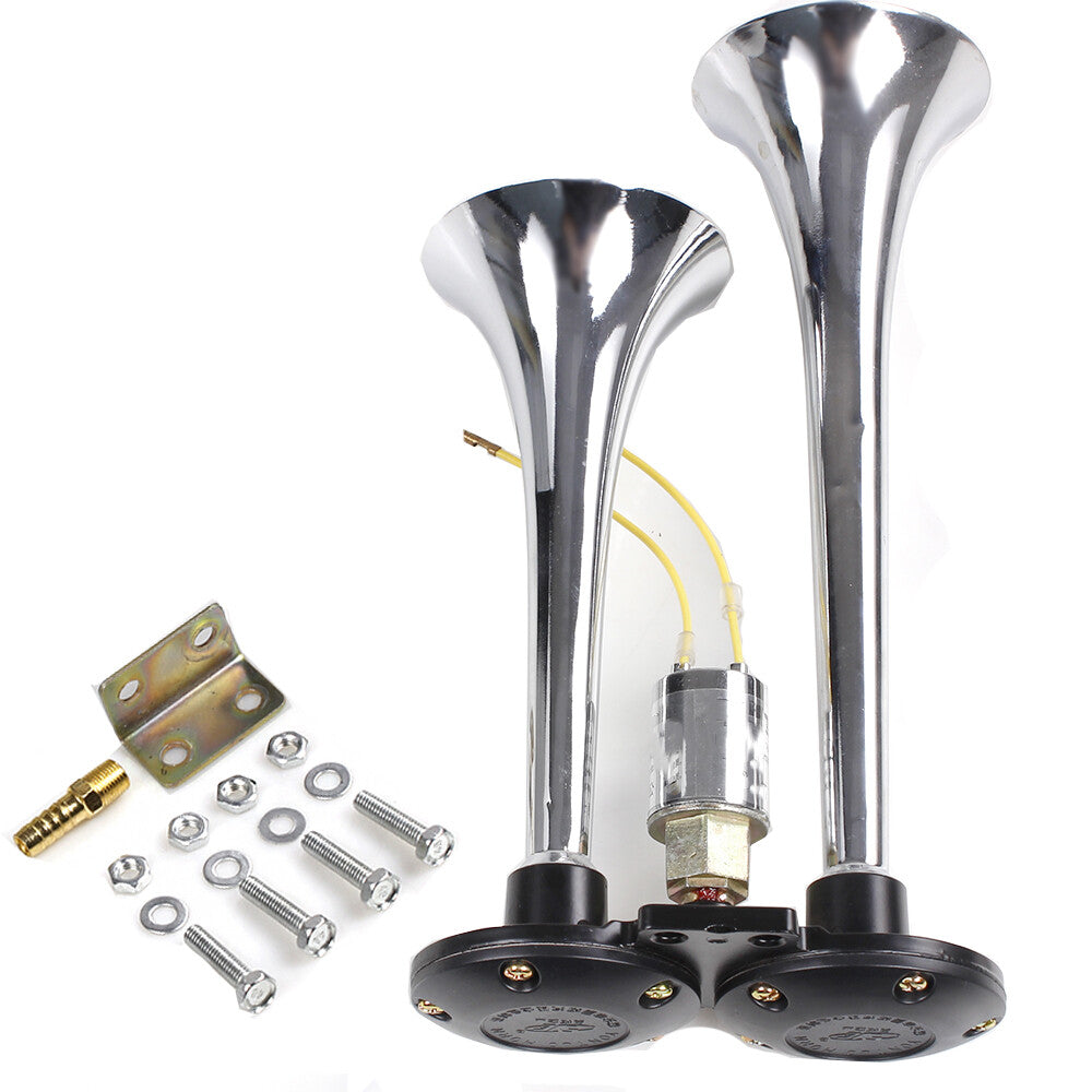 Air Horn Dual Trumpet Truck Loud 12v Train Car Kit Compressor 150DB for 12V Car
