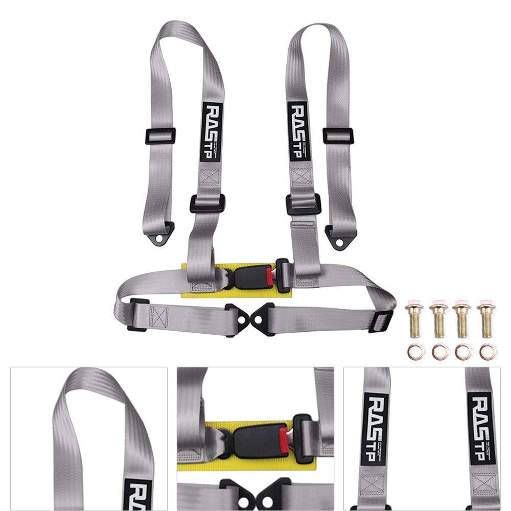 Gray 2IN 4 Point Racing Car /Go-Kart Harness Universal for Seat Belt Safety Strap
