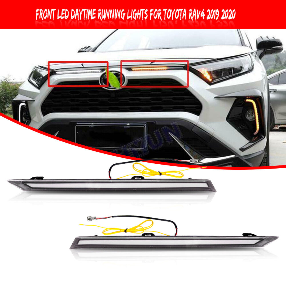 Suitable for 2019 RAV4 transparent switch LED white DRL amber turn signal- v