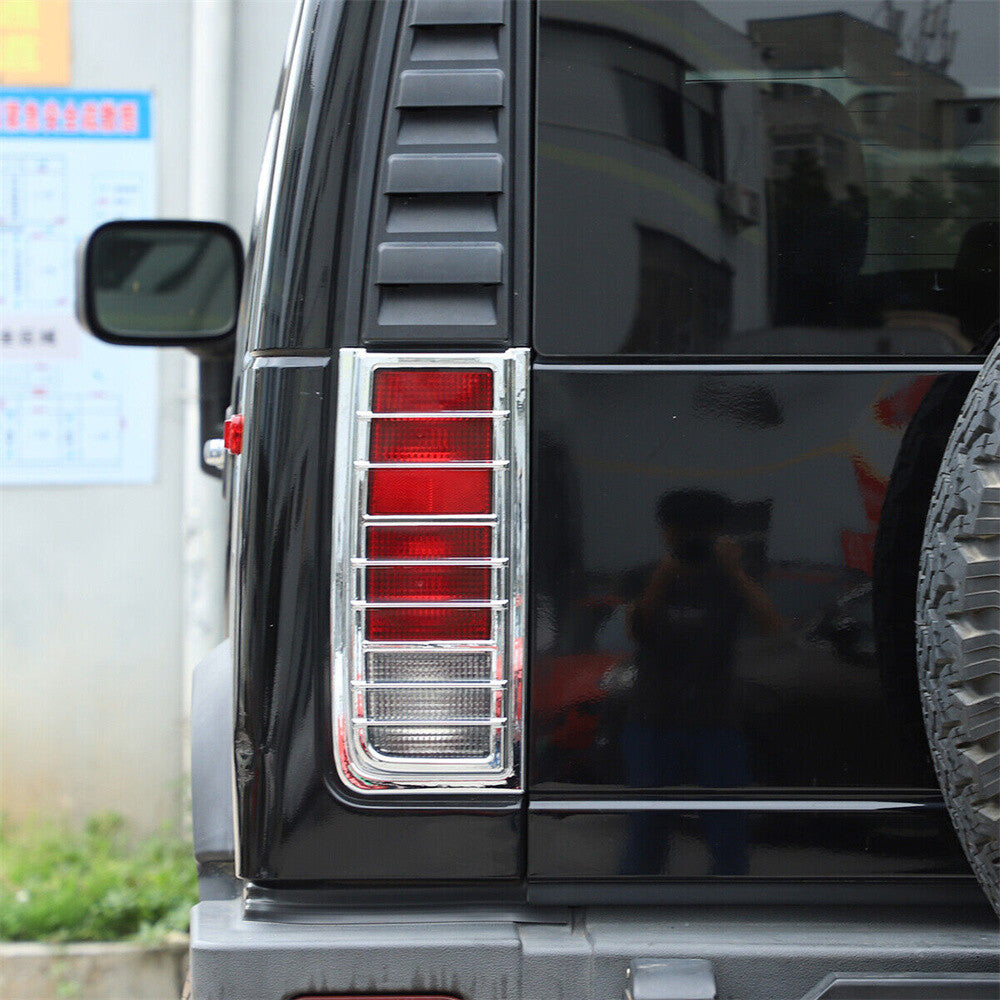 2¡ÁChrome ABS Rear Taillight Lamp Guard Cover For HUMMERH2 SUV Type 2003-2009