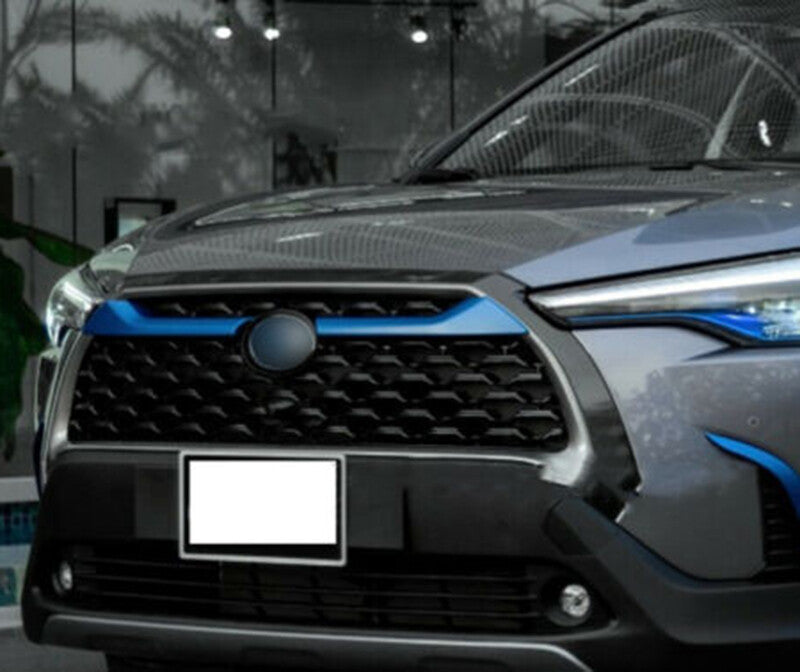 Blue Front Bumper Center Hood Grill Mesh Strip for Toyota for Corolla Cross 2020-23