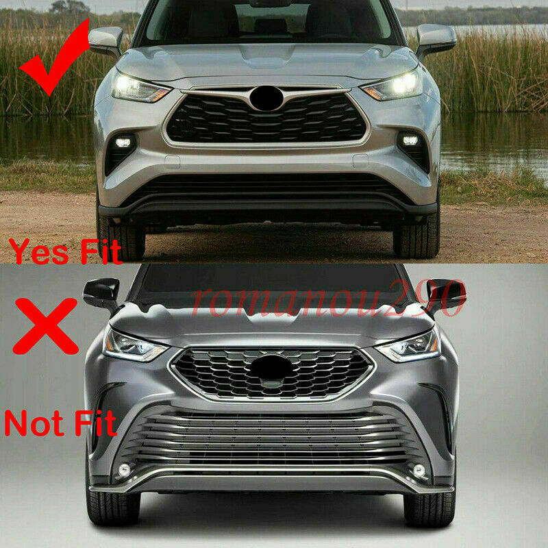 3X Glossy Black Front Grill Grille Frame Trim for Toyota Highlander 2020-2023