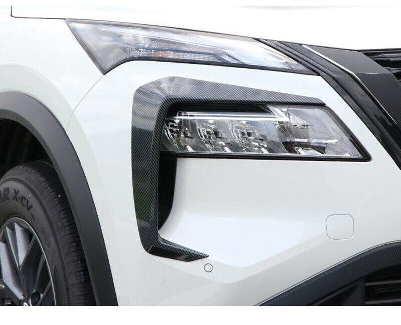 for Nissan Rogue 21-23 Carbon Fiber Style Front Fog Light Eyebrow Strip Cover 2P