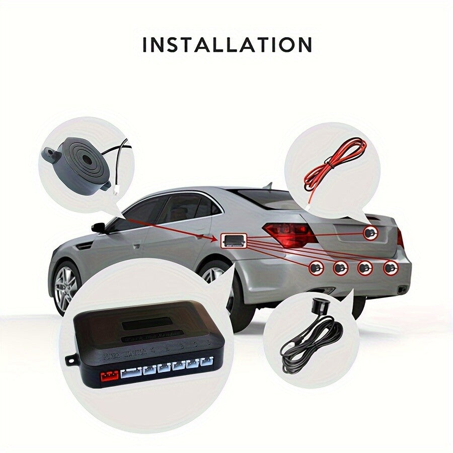 4-Piece Parking Sensor Car Backup Rear Radar Audio System Alarm Kit n