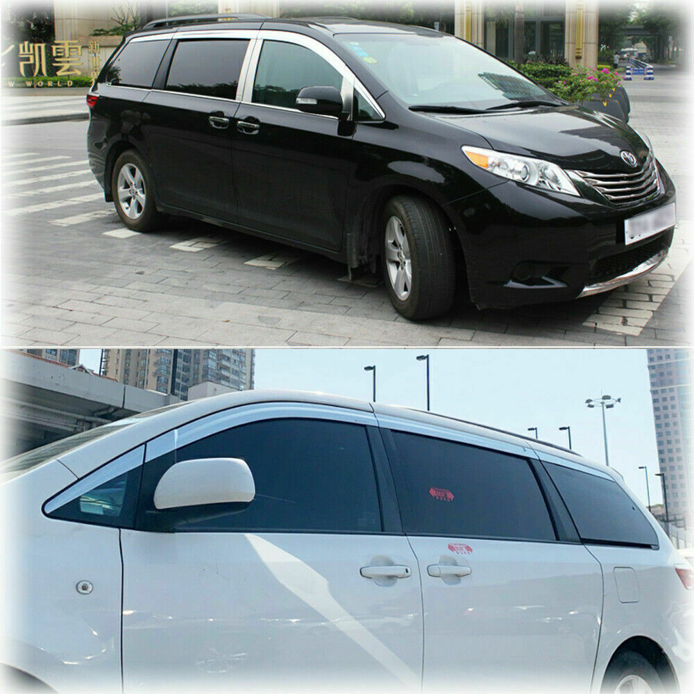 Abs Chrome Window Visor Vent Deflector Sun Rain Guard for Toyota for Sienna 11-2020