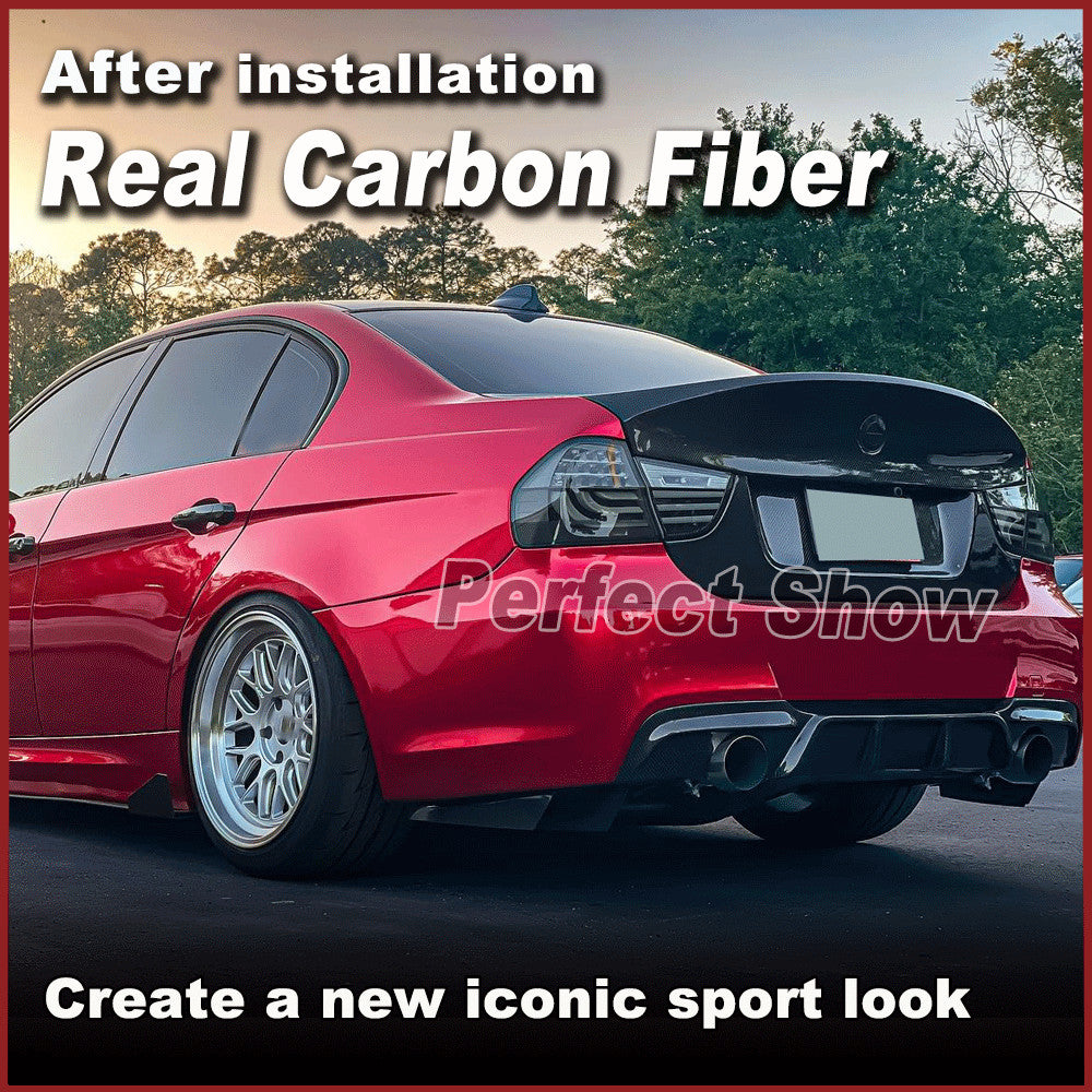 for BMW 3 Series E90 Sedan 2005-08 REAL Carbon Rear Trunk Spoiler Boot Wing Lip