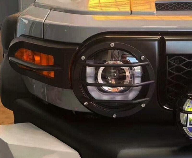 Black Iron Front Headlight Lamp Cover Trim 2pcs for Toyota FJ Cruiser 2007-2014