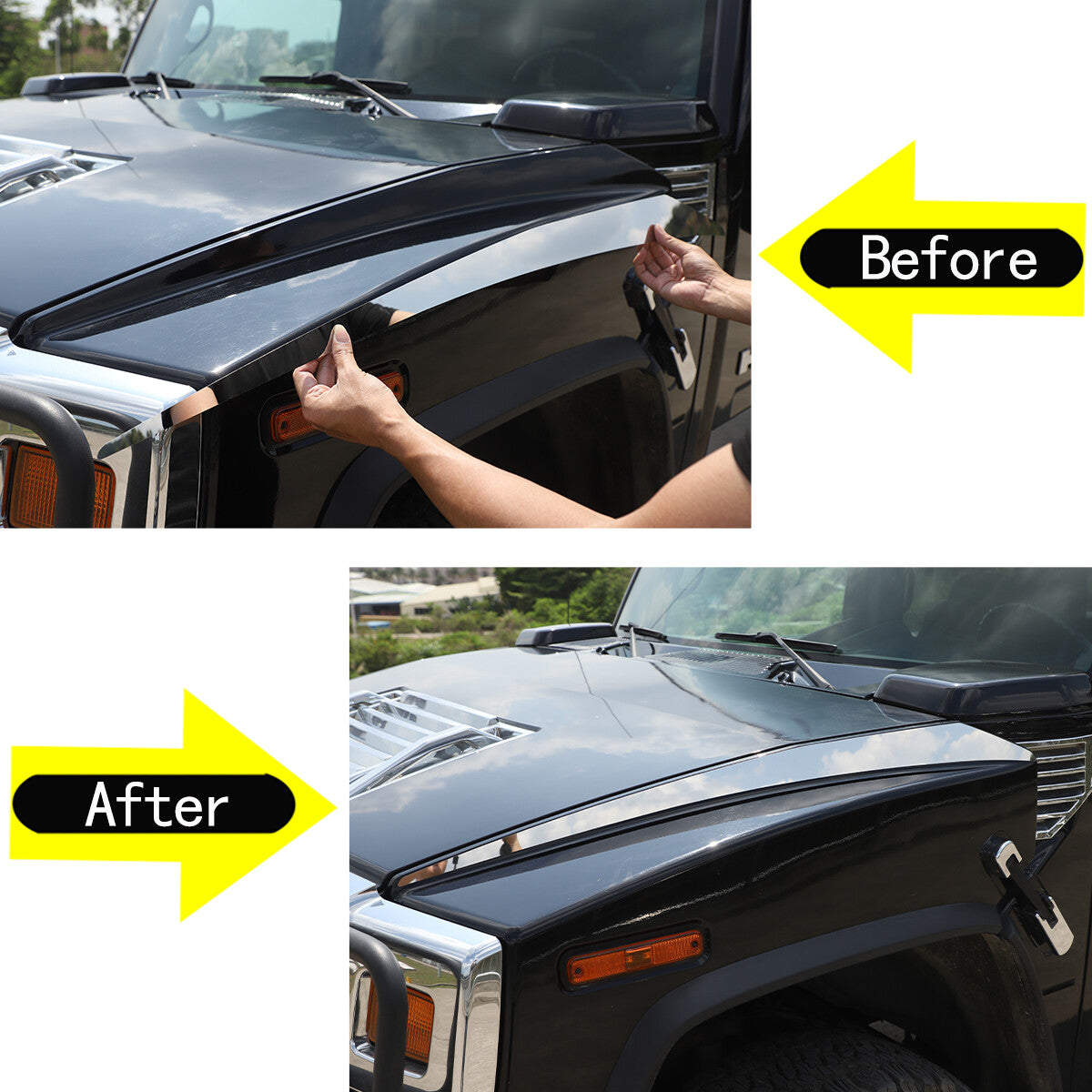 Stainless steel front hood/vent socket panel accessories for Hummer H2 2003-2009