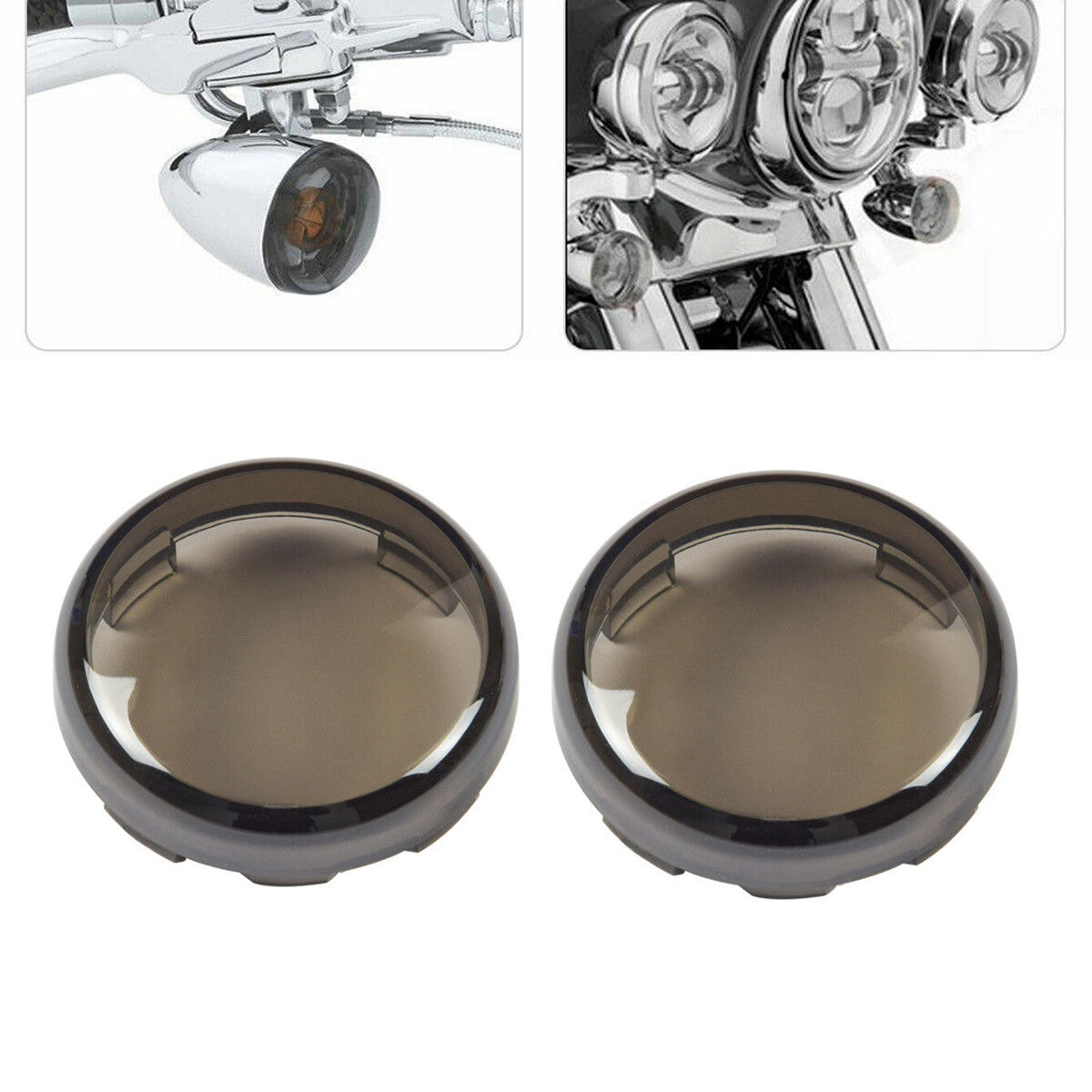 2Pcs Motorcycle Smoke Turn Signal Light Lens Cover Smoked for Harley Davidson Q