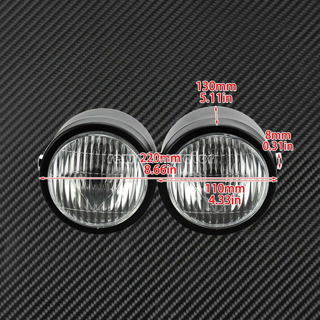 Black Twin Headlight Motorcycle Double Dual Lamp Street Fighter Universal Racer Q