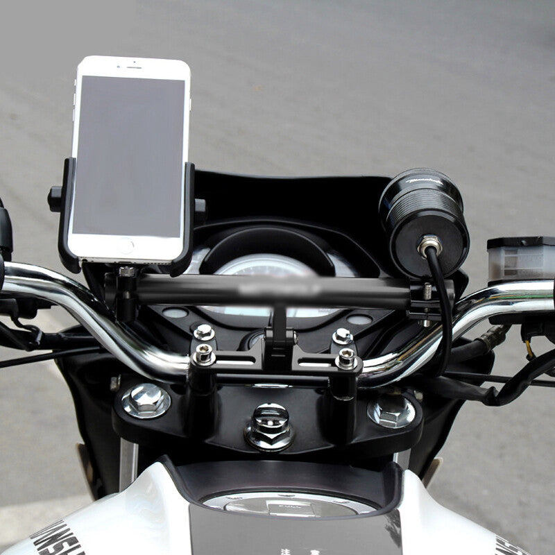 22mm Motorcycle All-Terrain Vehicle CNC Multi-functional Extended Crossbar Light Bracket Rod Black - n