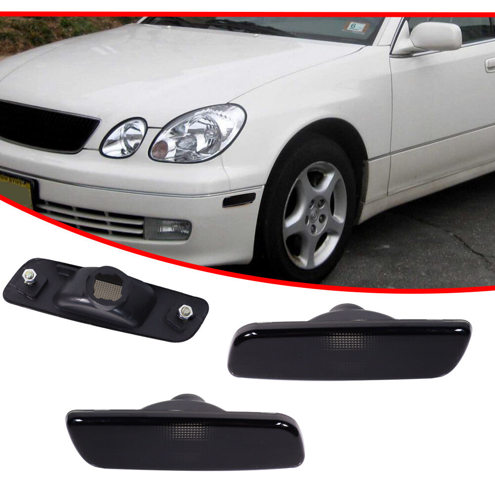 2001 - 2003 for Prius 2pc Smoked Front Side Marker Parking Light Housings- v
