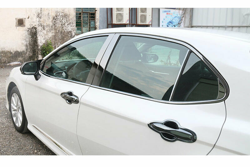Black Stainless Pillar Posts for Toyota for Camry 18-22 6pc Set Door Trim Cover Kit