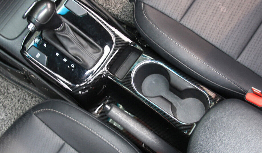 Console Gear Shift Water Cup Panel Trim for Kia K3 2017-2018 Black Carbon Fiber