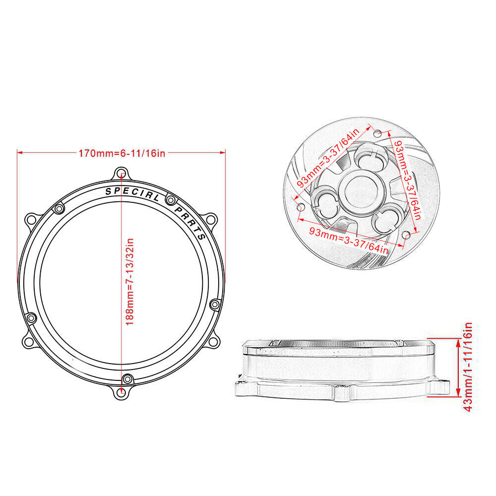 Racing Clear Clutch Cover Red Spring Retainer for Ducati Panigale V4 S 2018-21
