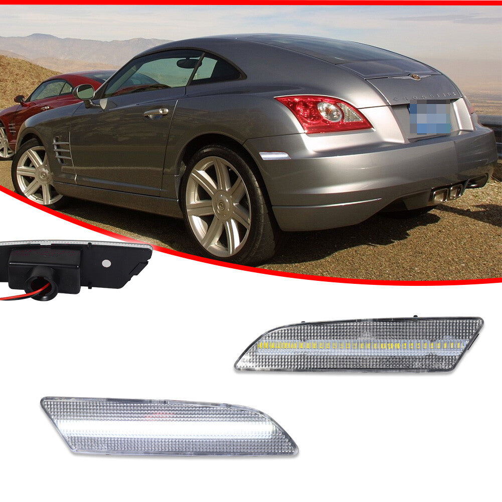 Piece White LED Clear Lens Rear Side Marker Lights for 2004 - 2008 for for CHRysler Crossfire - v