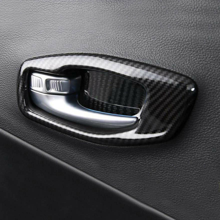 For 2019-2021 for Jeep Compass Carbon Color ABS Inner Door Handle Bowl Cover Trim 4P