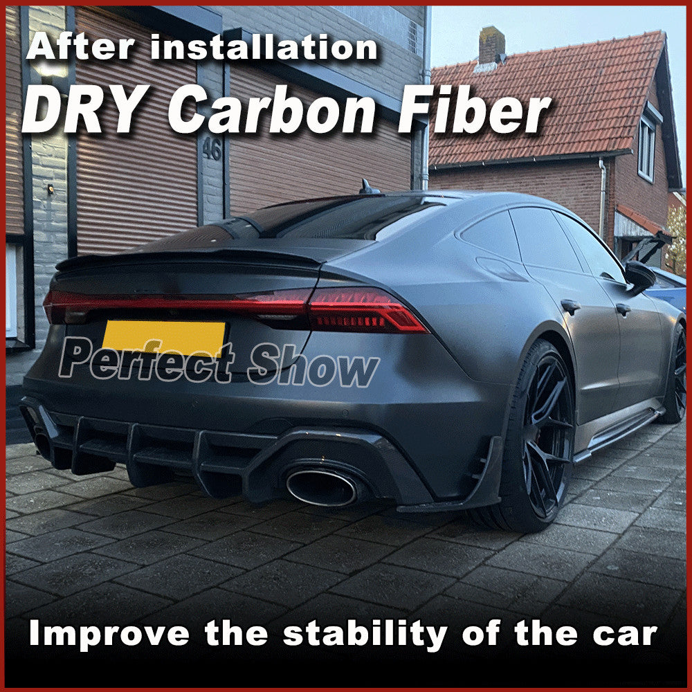 Fit for Audi RS7 C8 Sportback 2020-23 Dry Carbon Fiber Rear Bumper Diffuser Lip