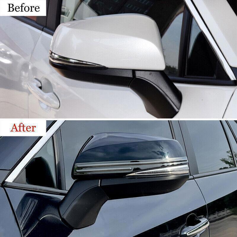 for Toyota Rav4 2019-23 Black Side Rearview Wing Mirror Moulding Cover Trim 2PC