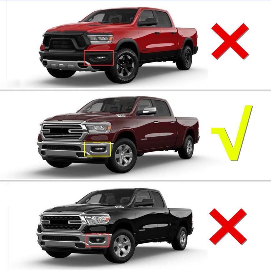 For 2019-2024 for Dodge for RAM 1500 ABS Chrome Front Fog Light Lamp Decor Cover Trim 2P v