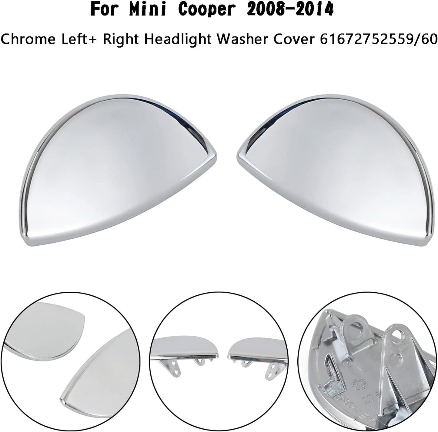 Left Right Headlight Washer Flap Chrome for Mini Cooper R55 R56 R57 R58 New