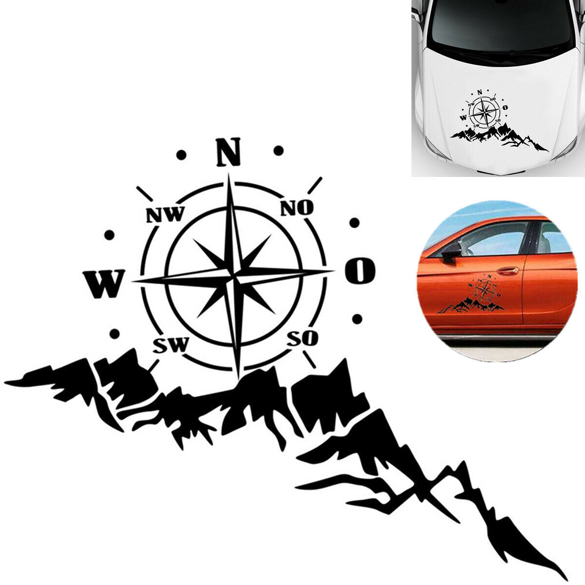Compass mountain vinyl sticker - sticker for car truck hood side door graphics