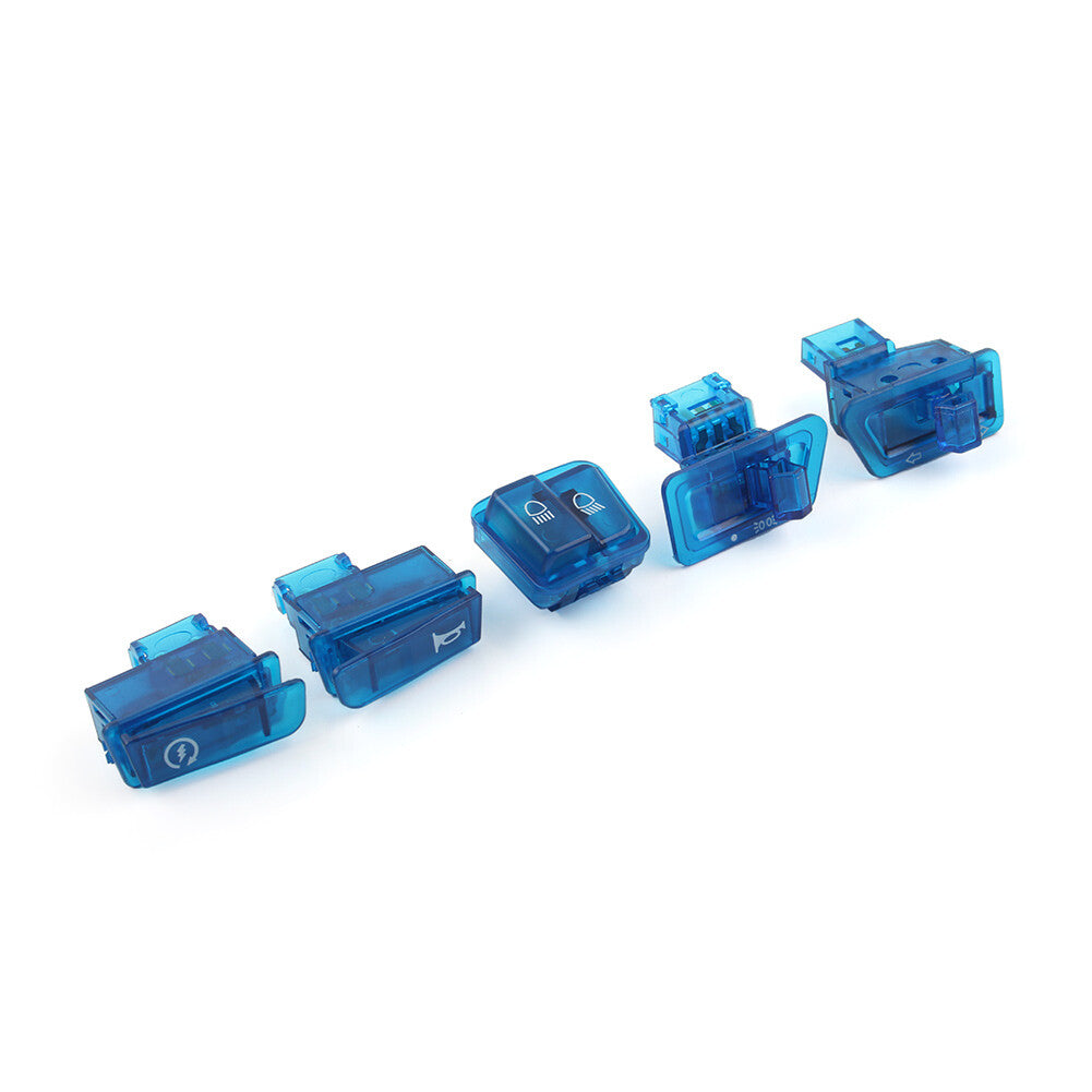 5pcs Scooter Start Horn Turn Signal Headlight High Low Switch Housing Caps Blue Q