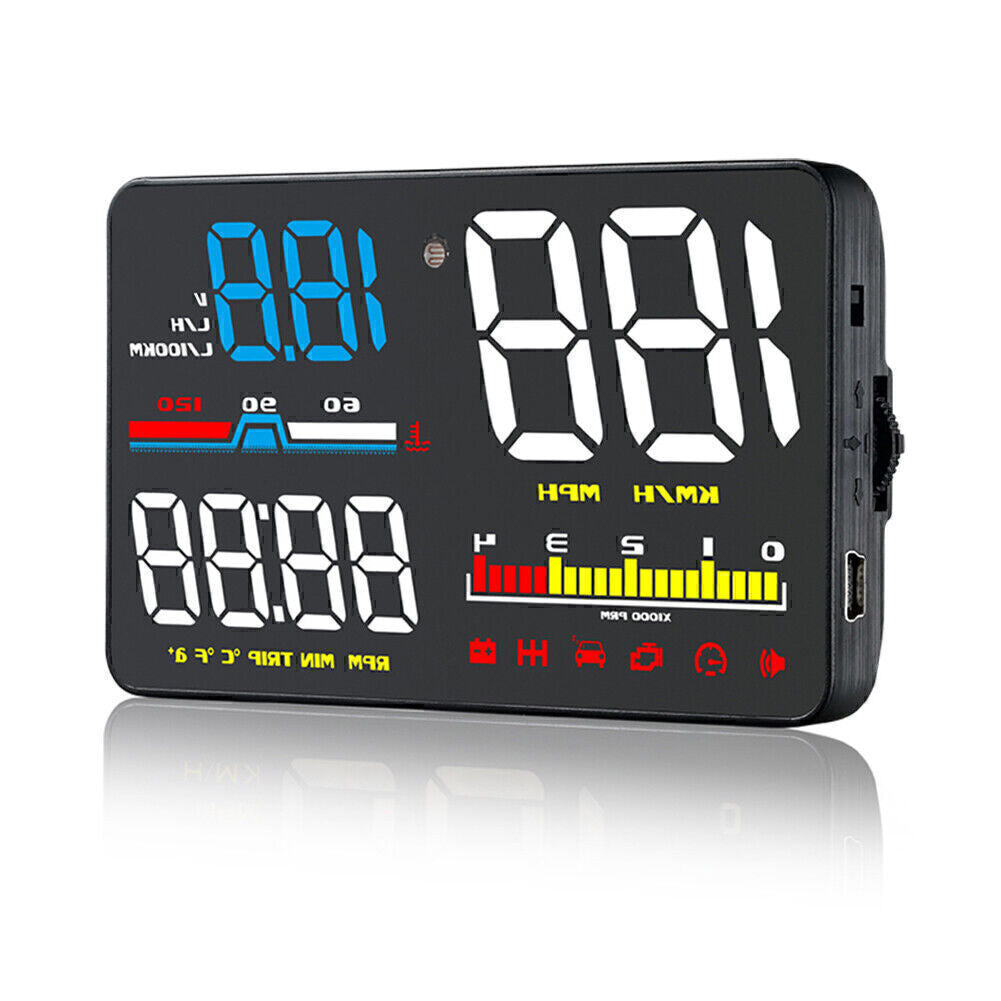 Car HUD D5000 OBD2 Head Up Display Digital Speedometer Projector Overspeed Alarm Q