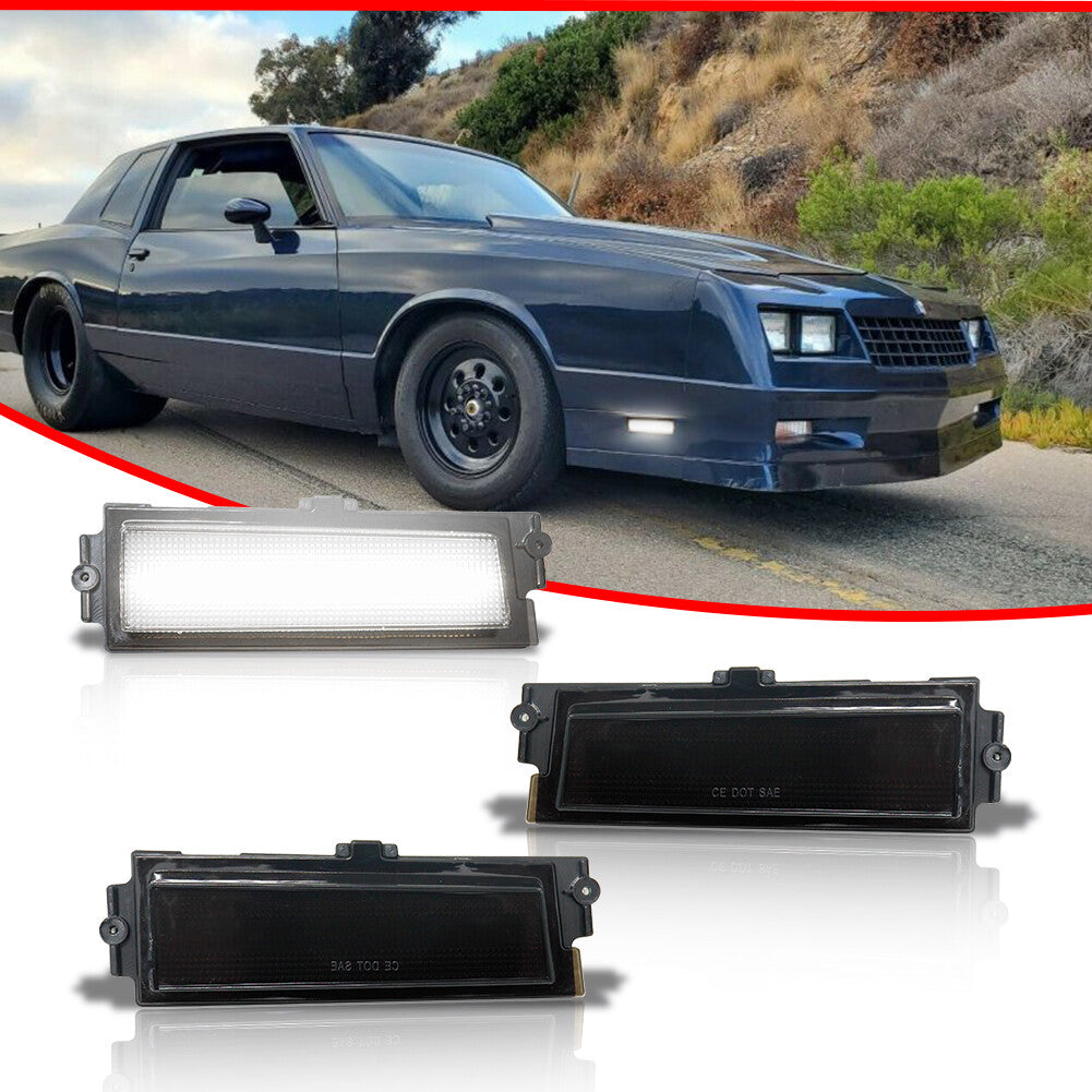 For 1981 - 1988 for Monte Carlo SS White LED Front Side Marker Lights Smoked 2 pcs - v