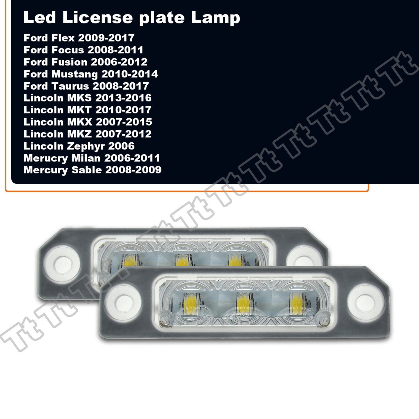 2pcs for Fusion Focus for Mustang Flex Taurus SE LED License Plate Light Tag Light - v