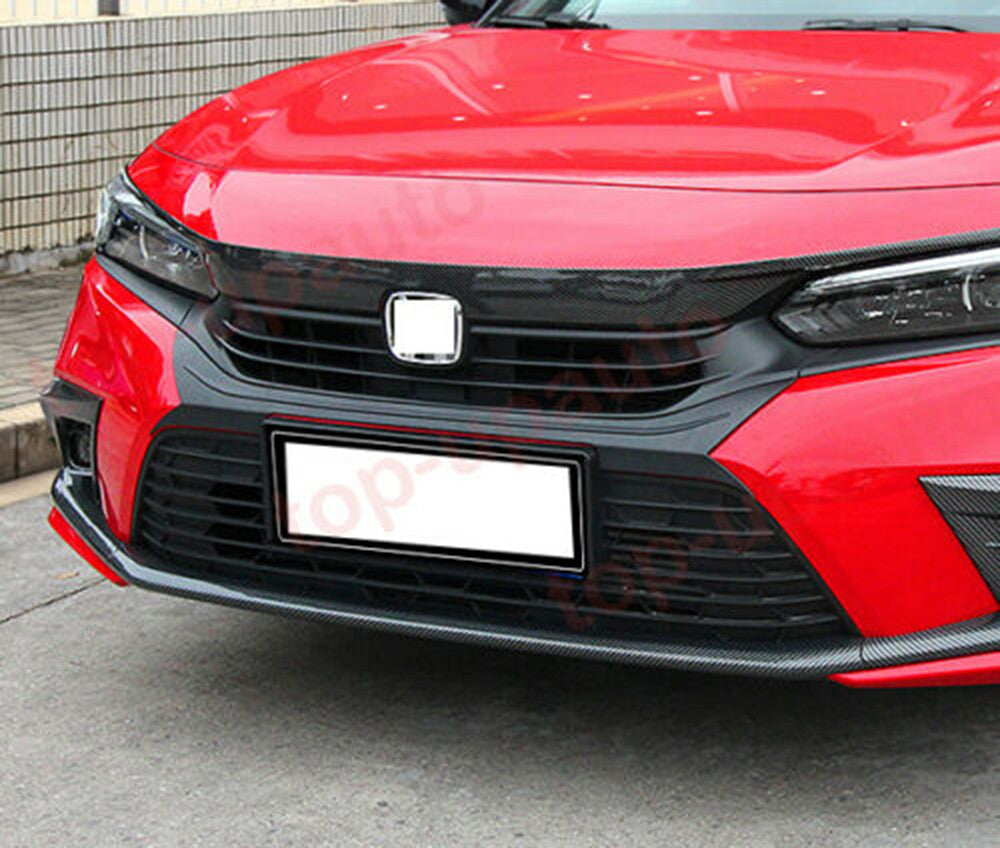 for Honda for Civic 2022-2023 carbon fiber Front bumper lip Lower Grille trim cover