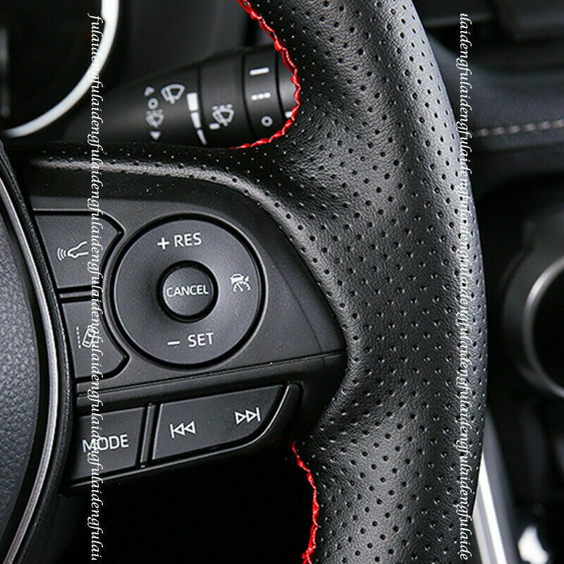 DIY Carbon Fiber Leather Steering Wheel Cap Cover Trim for Toyota RAV4 2019-2023