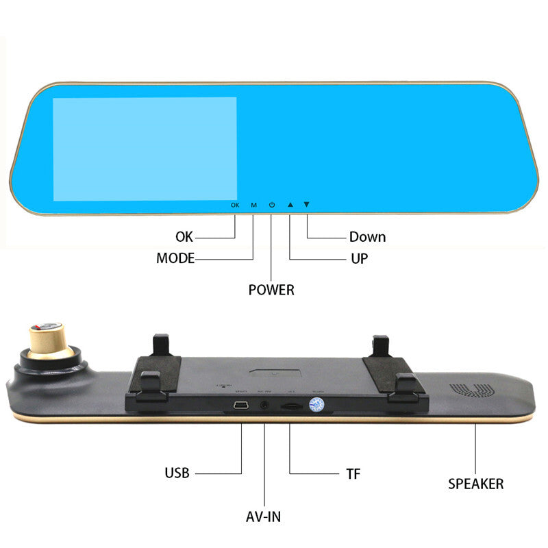 Car Rearview Mirror 4.31080P DVR Dual Dash Camera Dashcam Recorder Camcorder