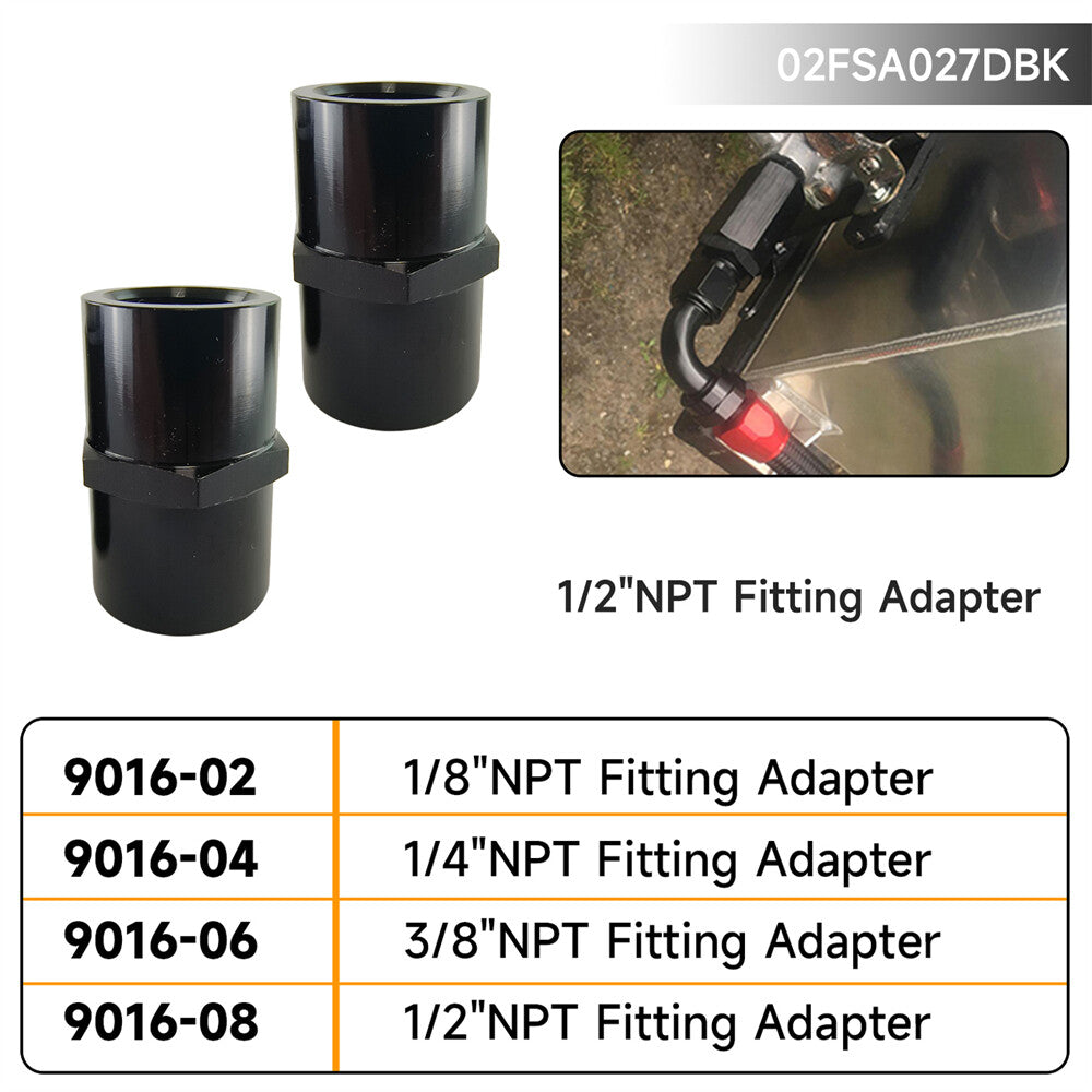 2PCS ALUMINUM FEMALE 1/2 NPT PIPE PIPING COUPLER ANODIZED FITTING ADAPTER BLACK