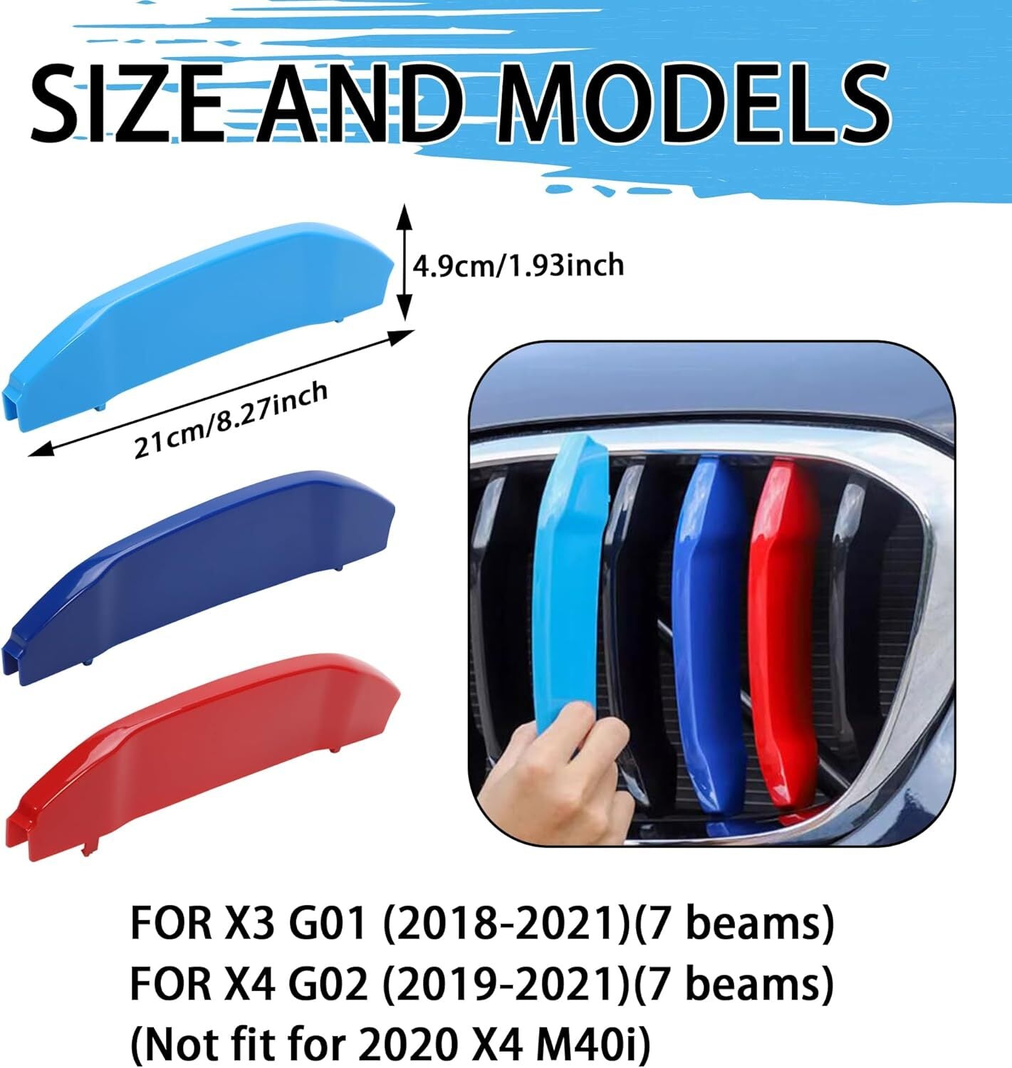 3-Piece Set for 2018-2021 X3 G01 X4 G02 Grille Clips with Kidney Trim - n