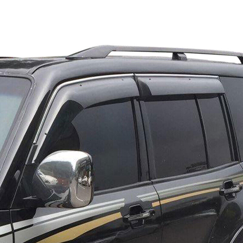 for Mitsubishi Pajero V93 V97 V73 V77 Window Visors Sun Rain Guard W/Chrome Trim