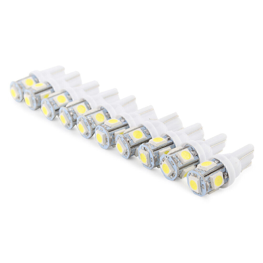 50x Pure White T10 168 194 5050 5SMD LED Interior Dome Map License Light Bulb
