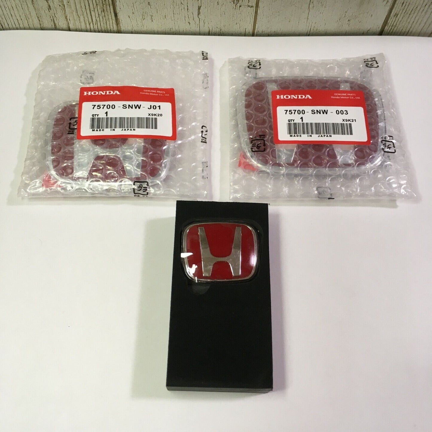 06-15 for Civic 4DR Sedan JDM RED H Front Rear Steering Wheel Emblem 09-11 Fit(Jazz)