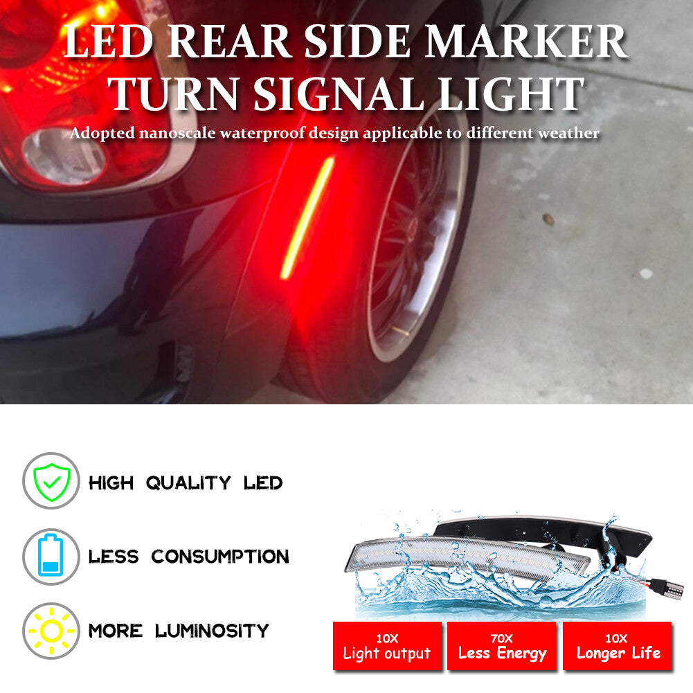 Pack Clear Lens Rear Side Marker Red LED Lights for Mini Cooper R50 R52 R53 02-08- v