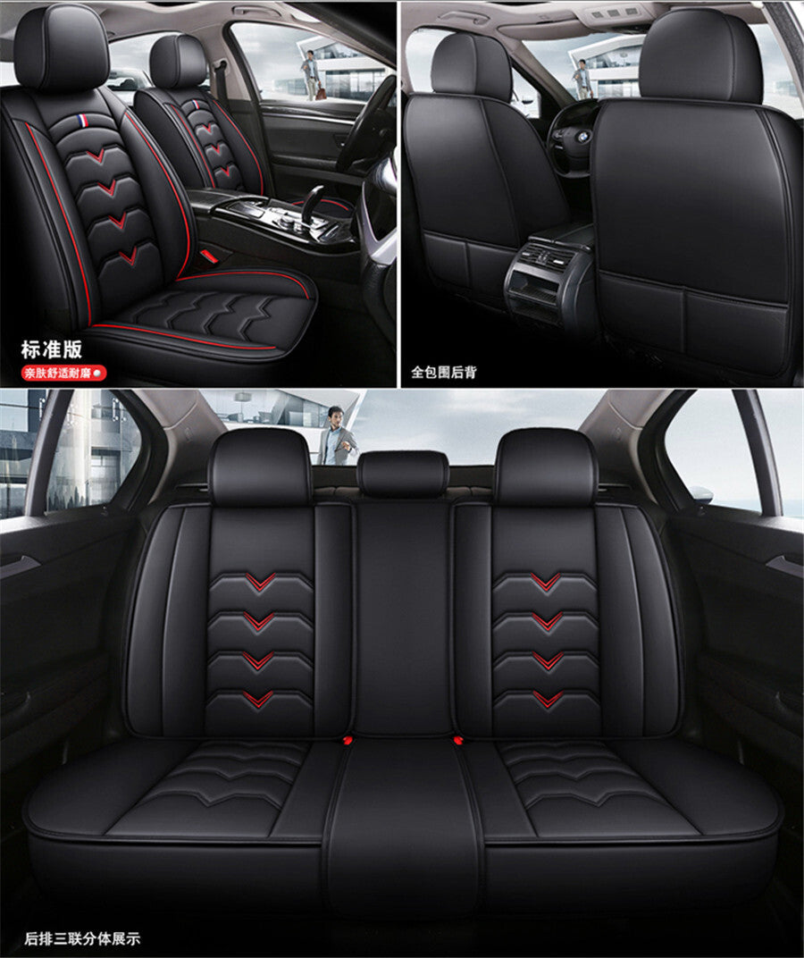 6D Full Surrounded Car for Seat Covers Cushion Set Durable PU Leather Black Red US Q