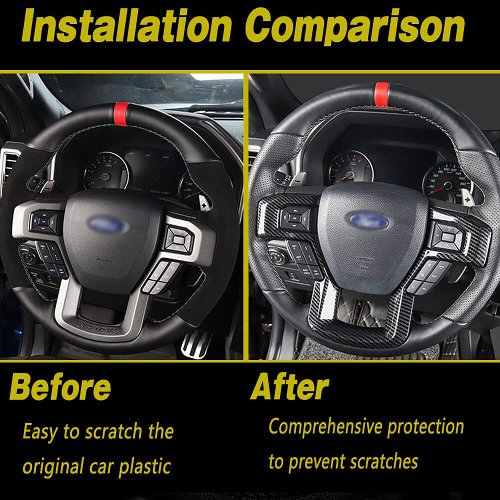 Carbon Fiber Steering Wheel Moulding Trim Accessories for 2015-2020 for Ford F150