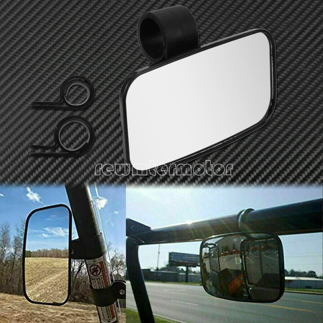 1.5'' 1.75'' 2'' Clamp Wide Rear Side View Race Convex Mirror Fits For UTV ATV