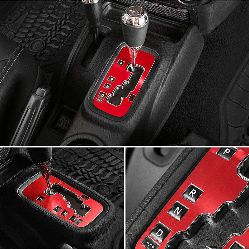 Red Gear Shift Panel Decor Cover Trim Frame for 2011-2017 for Jeep for Wrangler JK JKU