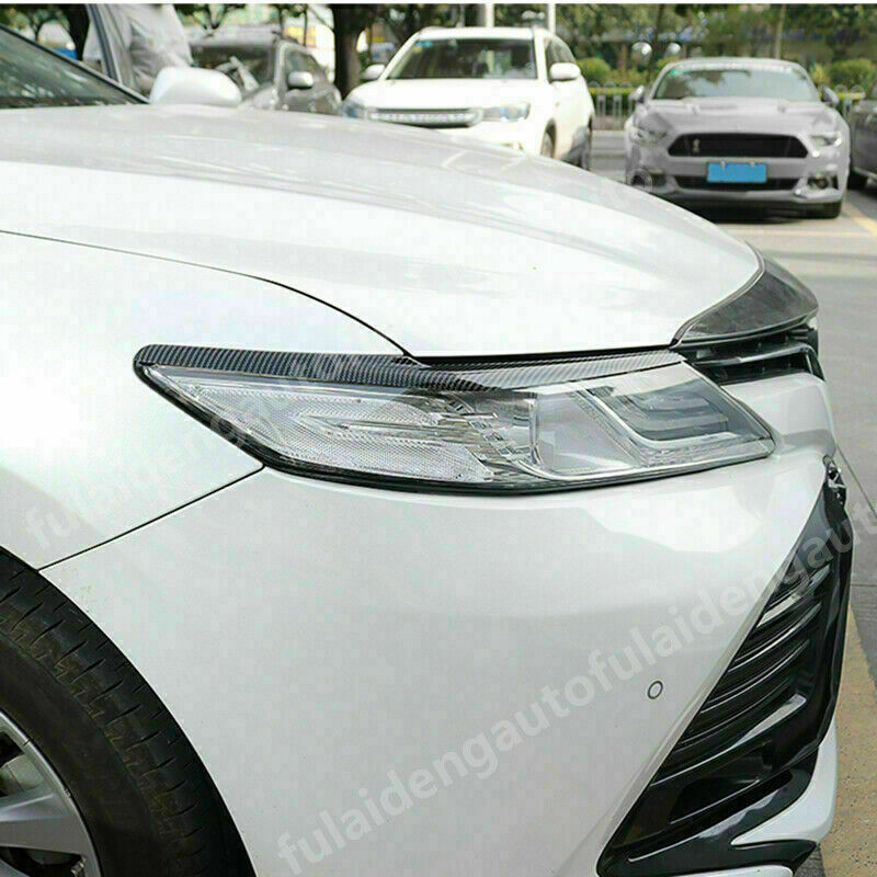 2P Carbon Fiber Headlight Eyelid Cover Eyebrows Trim for Toyota for Camry 2018-2022