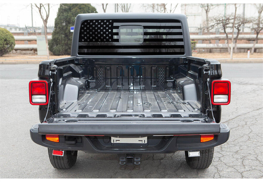 PVC Black US Flag Rear Window Glass Decal Sticker Trim for Jeep Gladiator JT 20+