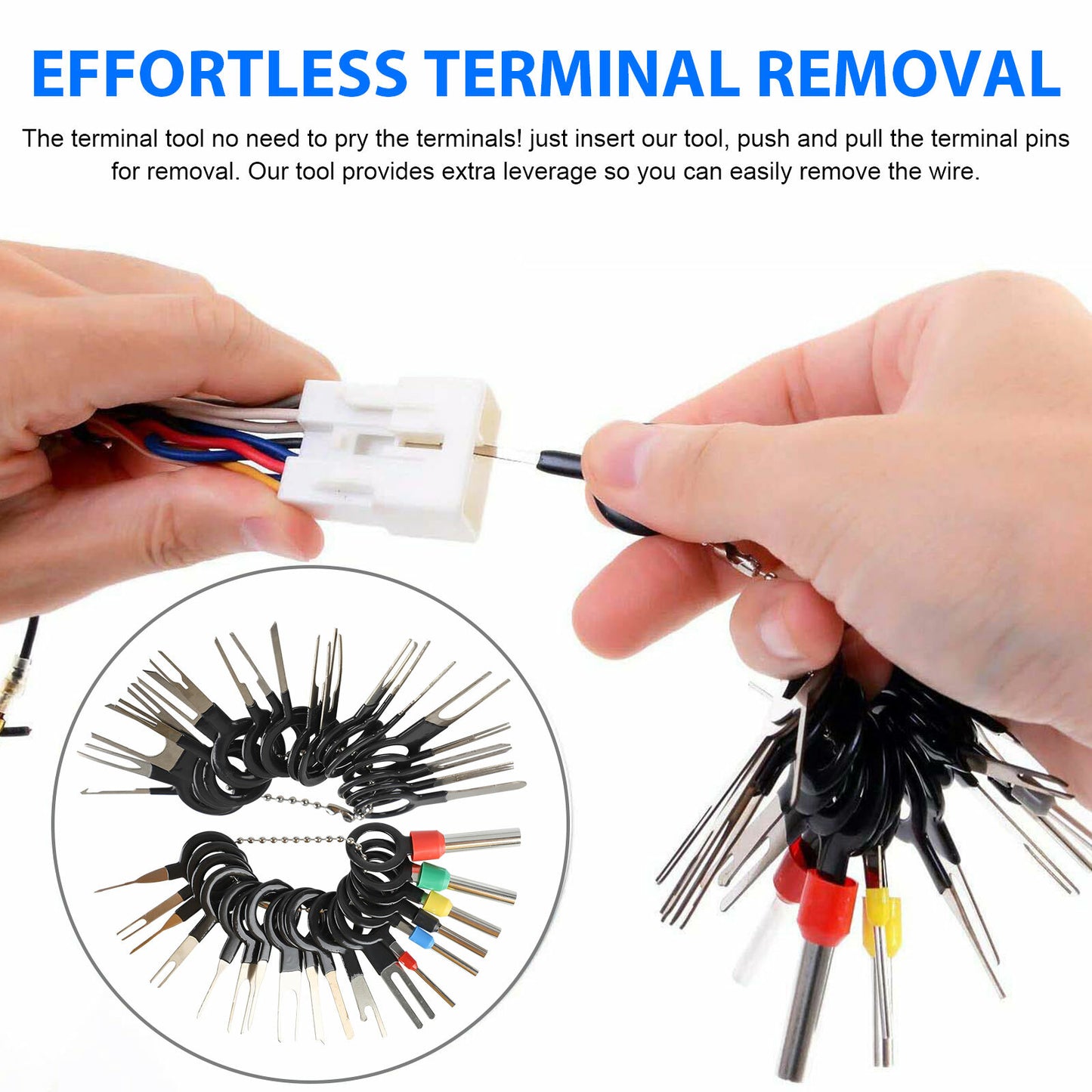 73Pcs Wire Terminal Removal Tool Car Electrical Wiring Crimp Connector Pin Kit Q