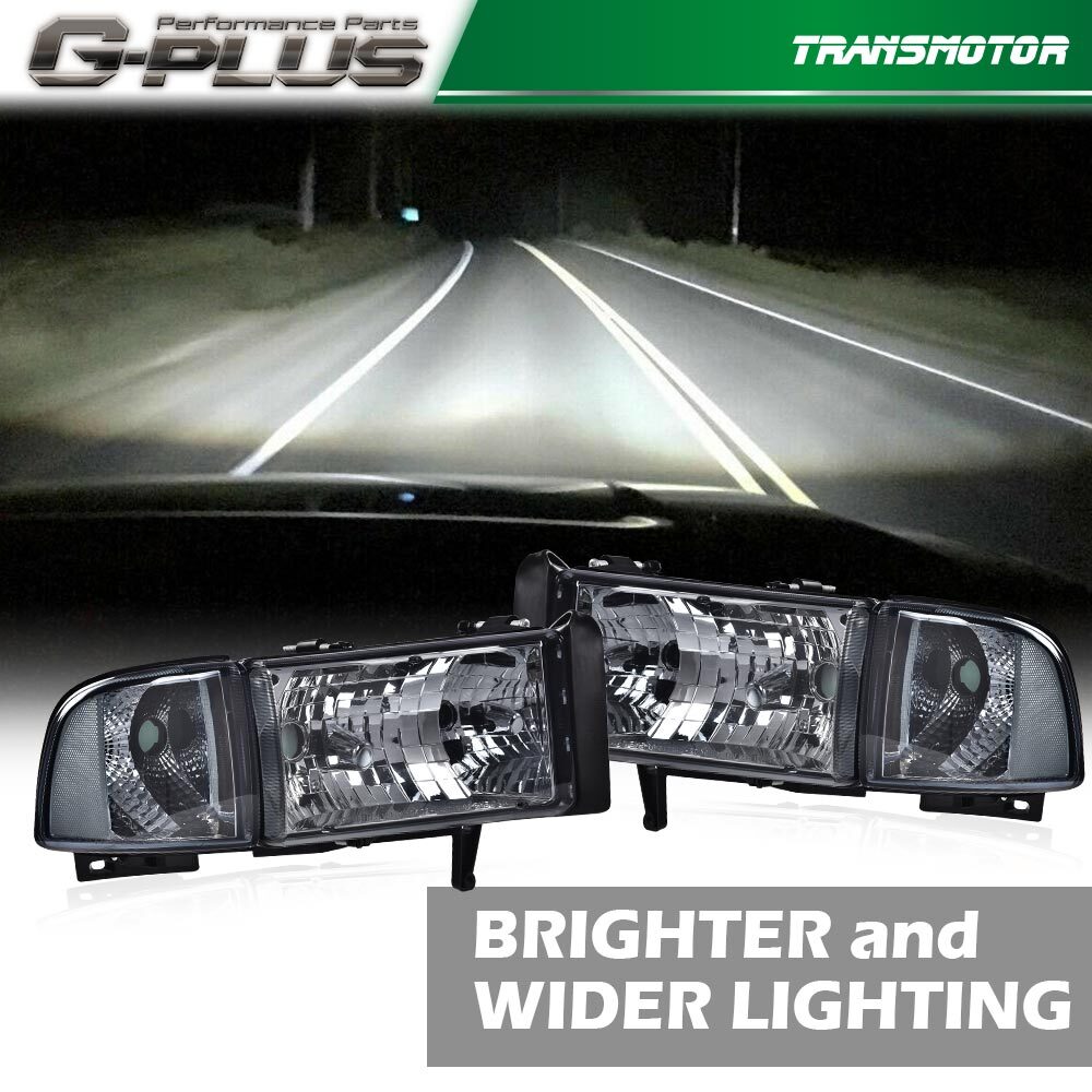 Fit For 1994-2002 for Dodge for Ram 1500 94-02 2500 3500 Headlights Headlamp Pair for CHRome v