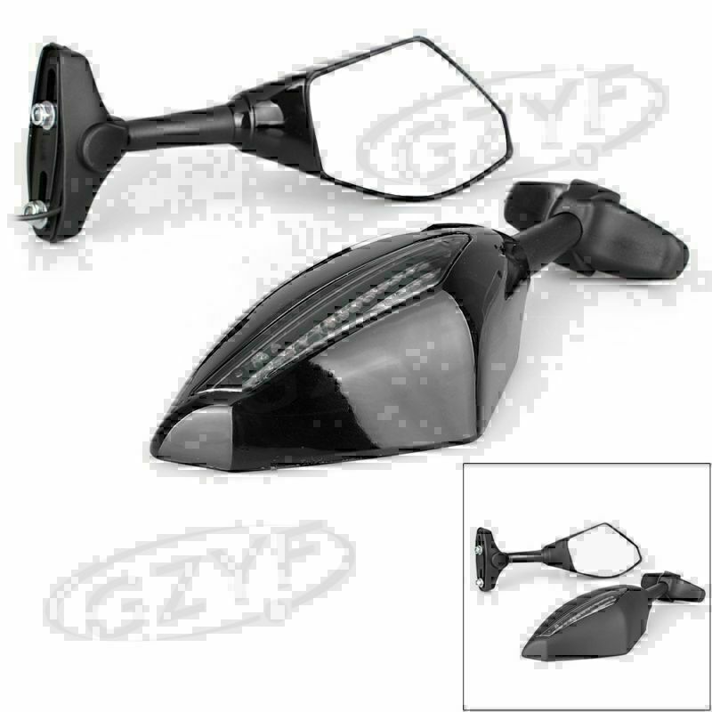 Rear View Mirrors LED Turn Signal Amber Lamp Handle Bar Street Bike Motor po