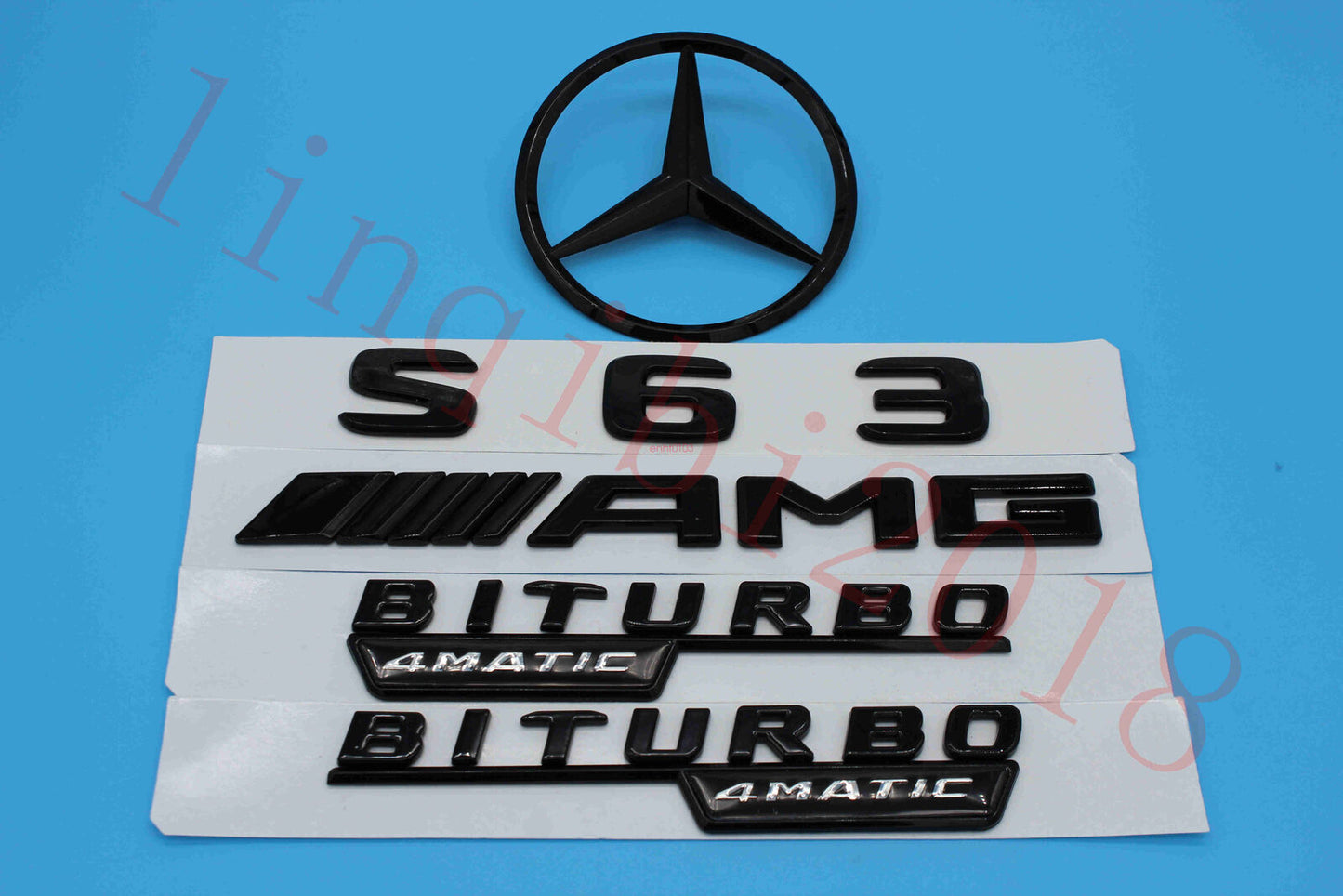 1Set Gloss Black Trunk Logo S63 Sticker Decal Emblem Badge Package W221 S Class